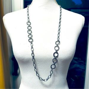 Jessica Simpson - silver tone Marcasite station  Necklace, 36”